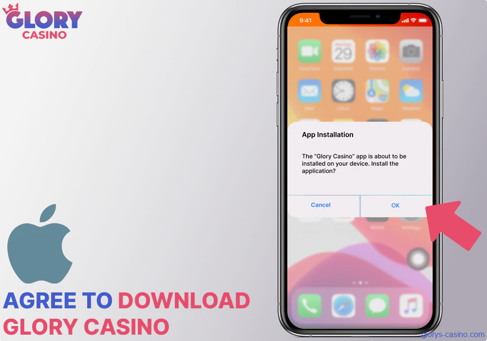 Agree to download the Glory Casino app