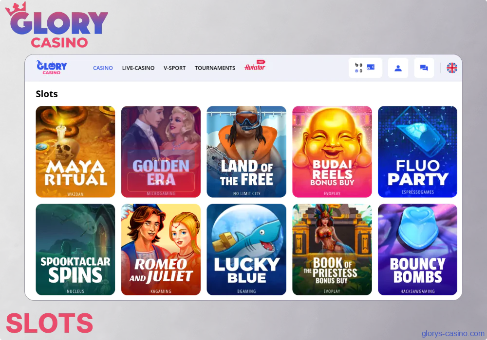 Slot games available in Glory Casino Bangladesh