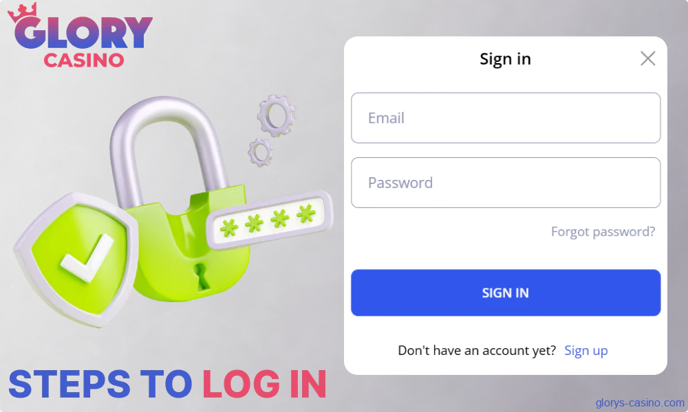 Instructions on how to log in to a Glory Casino account in Bangladesh