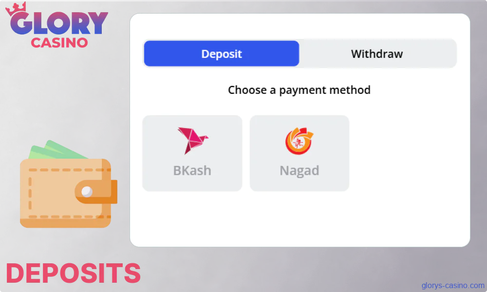 Deposit rules in Glory Casino Bangladesh