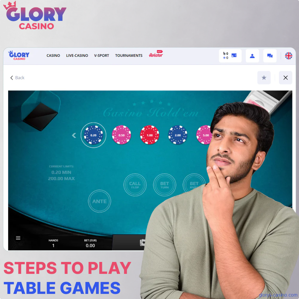 Instructions on playing table games on Glory Casino for players from Bangladesh