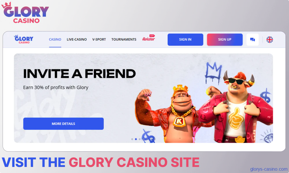 Visit the Glory Casino site