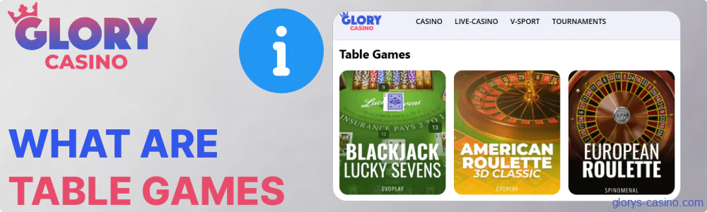 The main details about Glory Casino table games for players from Bangladesh